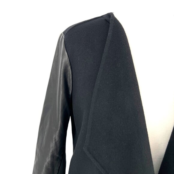 Vince Leather Sleeve Black Open Front Jacket Size Large - Picture 3 of 15